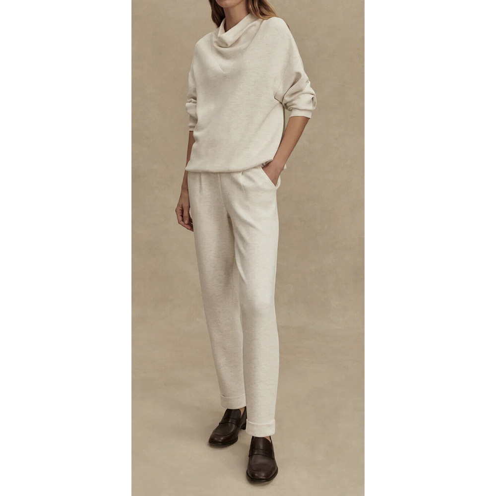 Varley Betsy Sweat Doublesoft Oversized Cowl Neck Sweatshirt Ivory Marl Medium - Picture 10 of 16